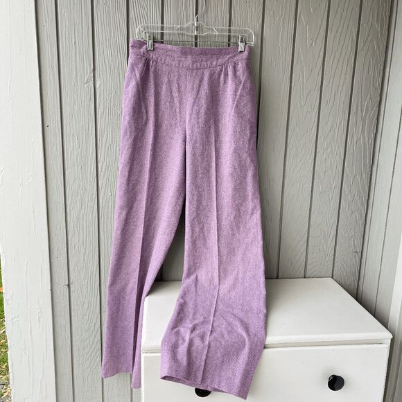 Vintage Lavender Wool-Blend High-Rise Pants V-Waist Front, Wide Leg (Fits 8–10) - Picture 1 of 14